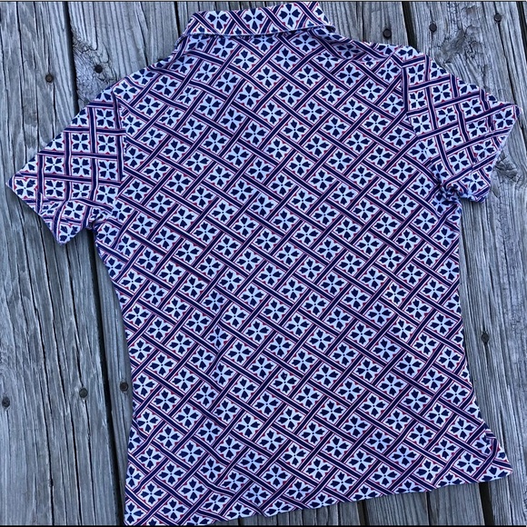 Vintage CLASSIC FASHIONS Button Collared Ikat Knit Top Shirt Size M - Picture 11 of 11